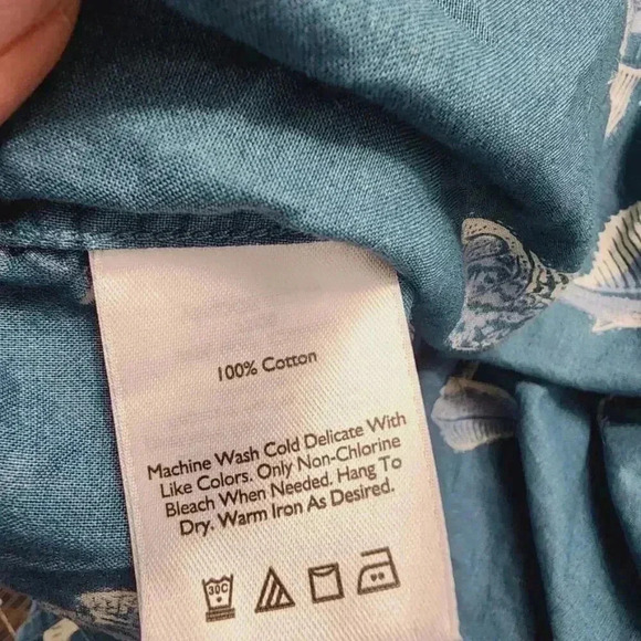 Eddie Bauer Mens Classic Fit Shark Print Short Sleeve Shirt XL 100% Cotton - Picture 5 of 6